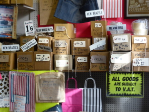 A paper bag shop near the East End markets. the third generation owner was so generous to a couple of blow-ins